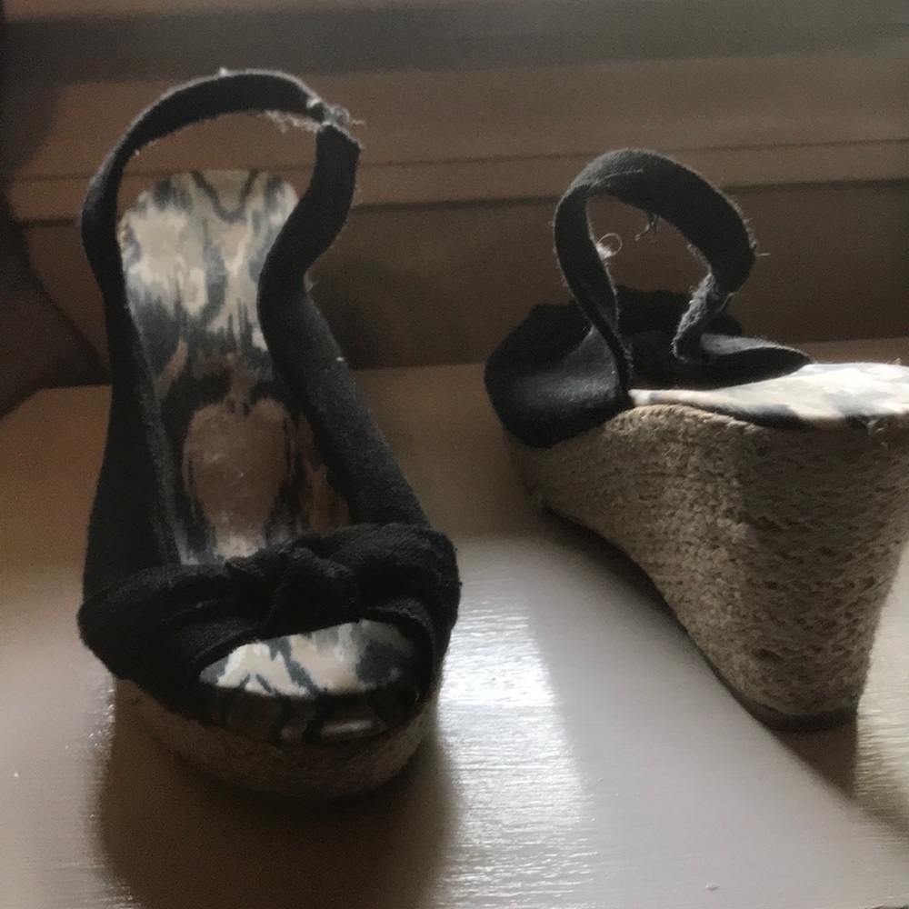 Black sling back wedges